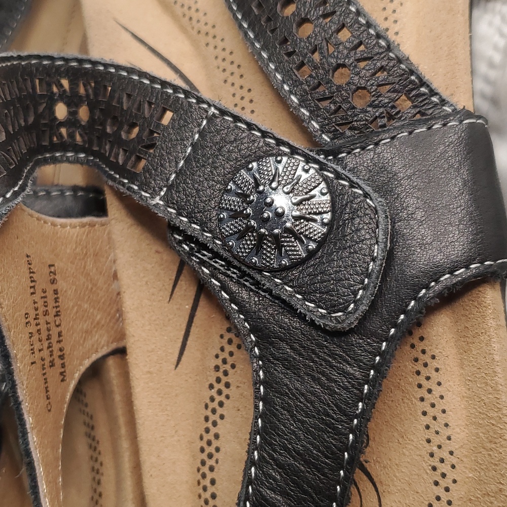 Biza Sandals Lucy Black 39 Womens Adjustable Straps - Picture 4 of 6